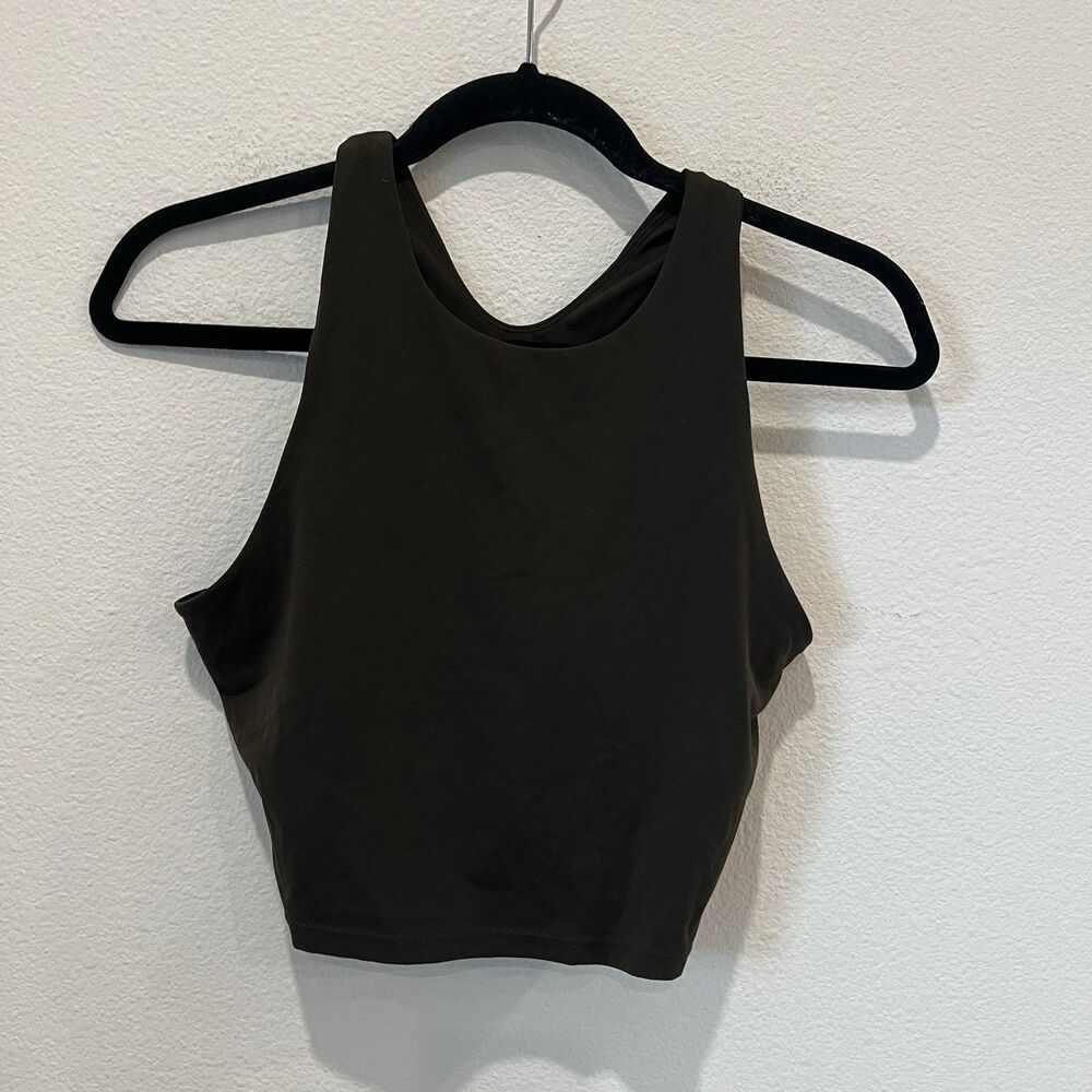 quince ultra-form high-neck cropped tank Smokey Green women’s Medium Activewear - Picture 1 of 5